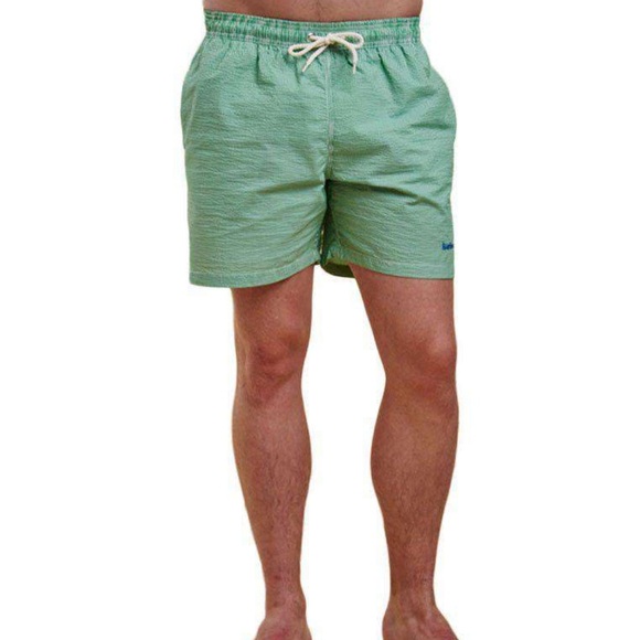 BARBOUR Light Green Striped Swim Trunks - Picture 6 of 7